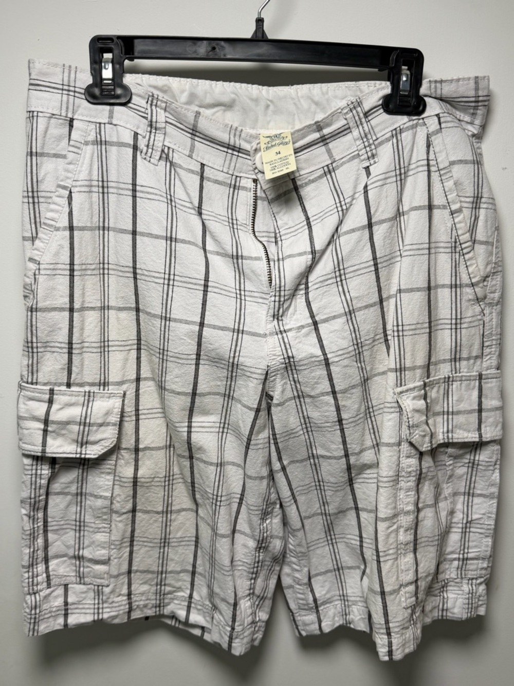 Faded Glory White and Gray Plaid Shorts